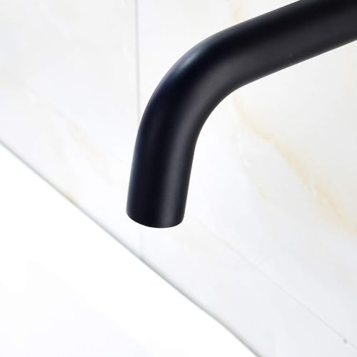 Miniatura 4 de CIENCIA Grifo para lavabo de baño, grifo de montaje en pared, color negro, latón de doble manija, grifo mezclador de lavabo, BB6083B