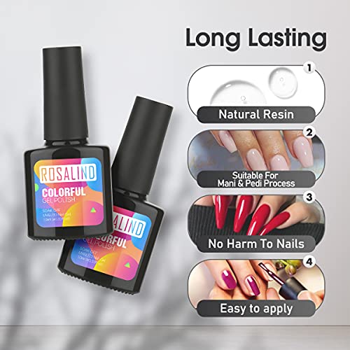 ROSALIND Nagellack Gel Gellack UV 12 Farben Semi-permanent Soak Off Varnish Pastell Lack Hellgrau Dunkelgrau Dunkler Akt… – Bild 6