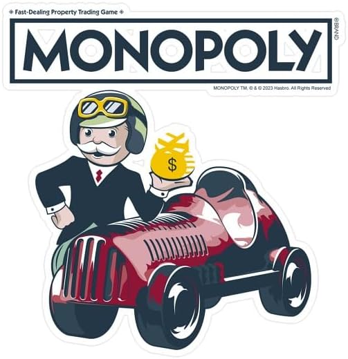CafePress Mr. Monopoly Race Car Medium Die Cut Sticker, 5.75" x 5.75" Matte Finish