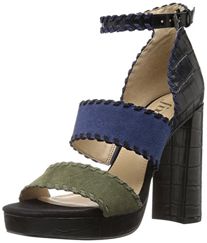 Amazon Brand - The Fix Women's Garza Whipstitch Platform Dress Sandal, Black/Green, 9 B US