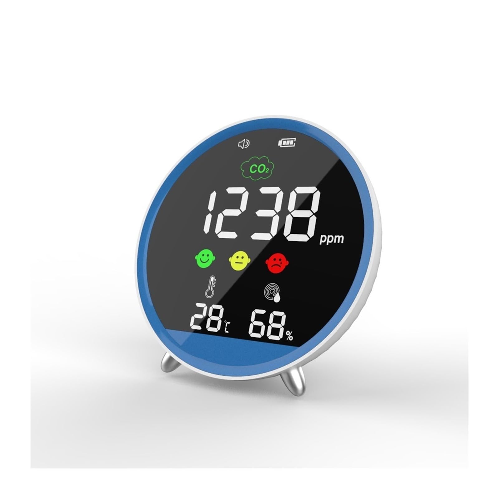 Détecteur de gaz, Détecteur de dioxyde Carbone CO2 Compteur température et d'humidité qualité l'air Alarme Concentration pour Le Travail, la Maison