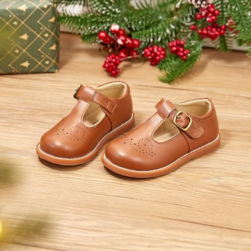 Image of GINFIVE Toddler Girls Dress Shoes Little Kids Flats School Mary Janes Shoes