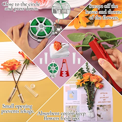 Flower Arrangements Supplies Floral Arrangement Kit With Floral Tape, Flower Water Cubes,26 Gauge Floral Wire Stems Green Paddle Wire Built-In Cutter Rose Thorn Stripper Corsage Pins Bouquet Tools #TOP3