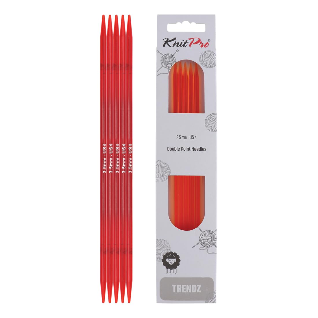 Knitpro Red Trendz Double Pointed Needles 6" (15Cm) | 3.50Mm