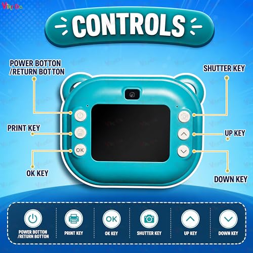 Image of VikriDA Instant Print Camera for Kids | 1080P HD Digital Camera with Video Recording, Built-in Printer, Fun Filters & Stickers.