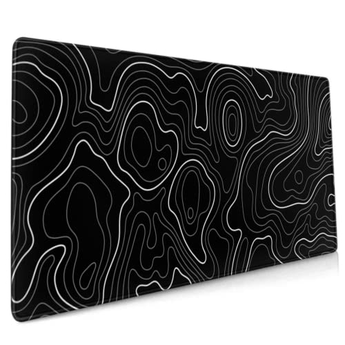 Image of Saco XXL Gaming Mouse Pad for PC - Large Desk Mat 900x400x3mm, Extended Non-Slip Rubber Base, Waterproof Surface, Topographics Design, Big Keyboard Mouse Pad for Office & Home Setup