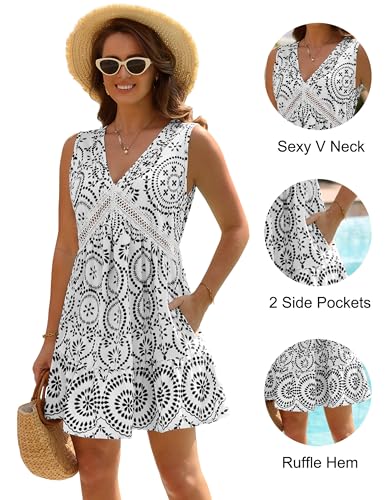 Blooming Jelly Womens Swimsuit Coverup Swimwear Bathing Suit Cover Up Floral Lace Boho Beach Dress with Pockets3