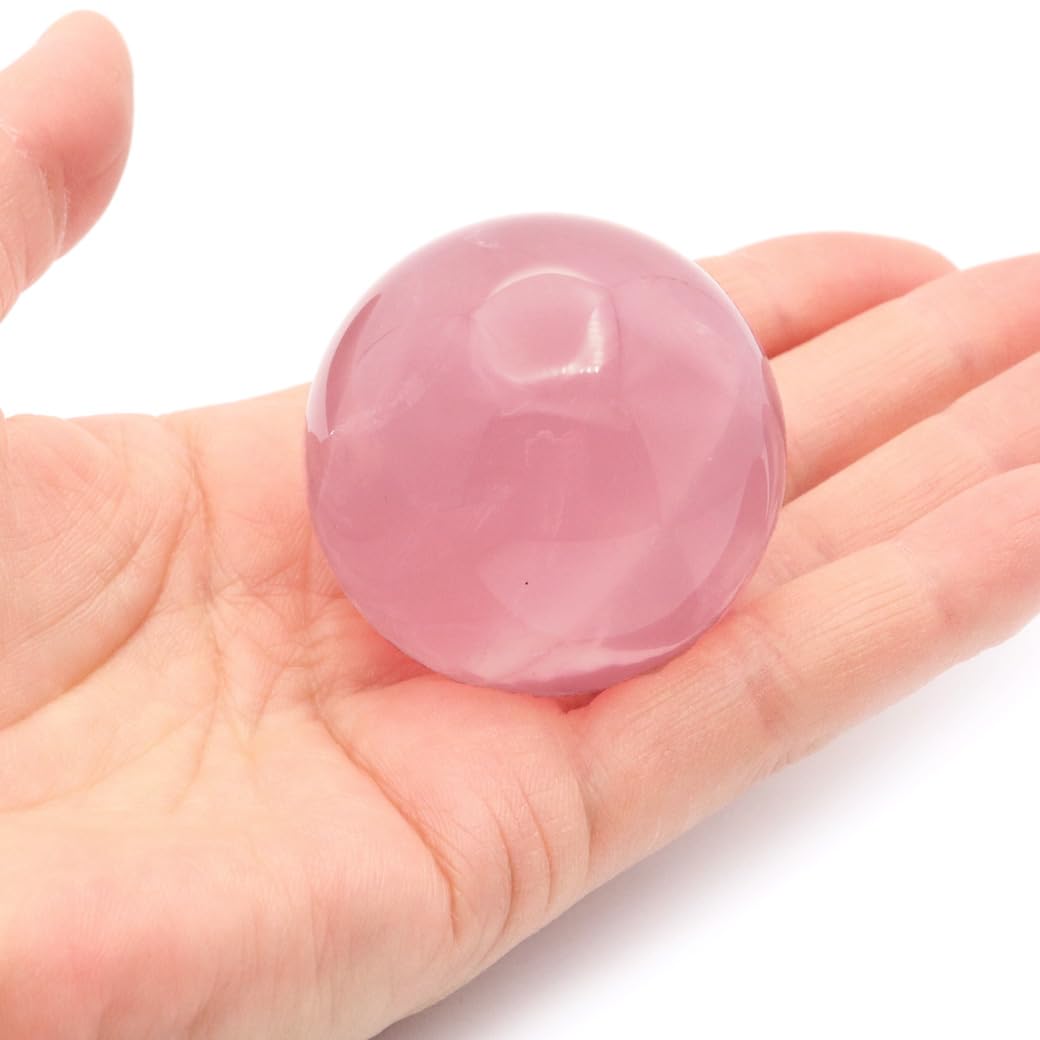 マダガスカル産『スターローズクォーツ丸珠』鑑別書・木製台座付