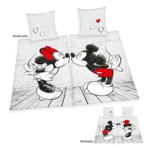 Herding DISNEY MICKEY & MINNIE Partnerbettwäsche-Set, Wendemotiv, 2 x Bettbezug 135 x 200 cm, 2 x Kopfkissenbezug 80 x 80 cm, Baumwolle/Renforcé - Image 3