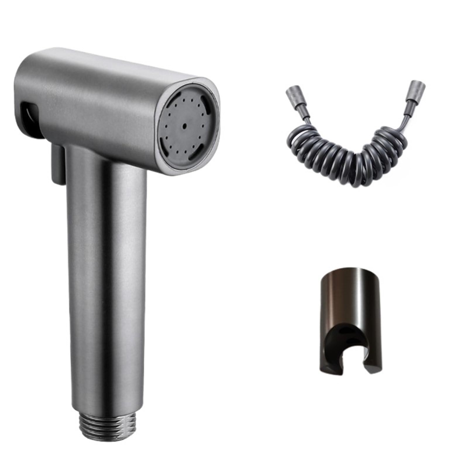 Bidé de Ducha higiénico portátil para baño, Inodoro, Inodoro, válvula de Chorro (Conjunto de PVC Gris)