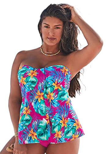 Swimsuits For All Women's Flyaway Bandeau Tankini Top (Plus