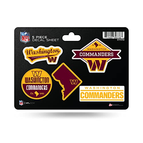 Rico Industries NFL Football Washington Commanders 5-PC Sticker Sheet