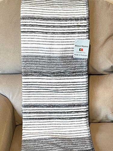 Roca Home Manta decorativa de gran tamaño hecha en Portugal, a cuadros y rayas anchas, hilo de puntada, borde cosido, ligera, transpirable y agradable al tacto, 50 x 67 pulgadas (Luiza)