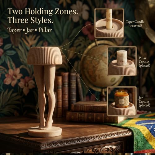 Candle Holder with 3 Inch Top for Pillar & Taper Candles, Brown - image 4