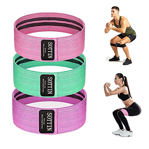 Image of TEENOR SOTTIN Resistance Bands for Legs and Butt Set,Fabric Workout Bands Fitness Bands for Women and Men 3 Set Exercise Bands