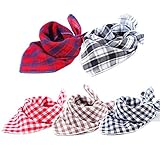 TRAVEL BUS Dog Bandana- 5pcs Washable Dog Bandanas Square Reversible Plaid Stripe Printing Dog Kerchief Set Scarf Accessories for Small to Large Dogs Cats Pets