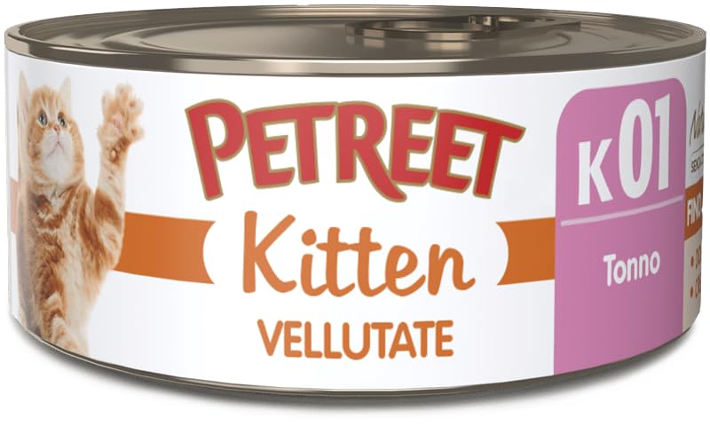 PETREET Vellutate kitten Tonno - Per Gatti Cuccioli - Confezione da 48 Pezzi x 60 gr
