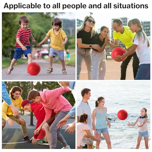 HSLCGF 6 Pcs Dodgeballs 8.5 Inch Playground Ball Red Kickball Inflatable Rubber Handball Bouncy Dodge Ball with 1 Hand Pump for Outdoors Ball Games Gym Camps Picnic (Needle is at The Top of The Pump) - Thumbnail 7