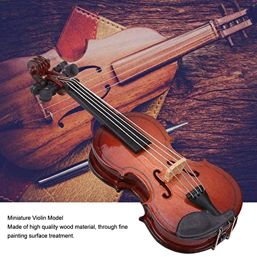 Miniature Violin, Exquisite Musical Instrument Wooden 8Cm Simulation Violin Decoration For Table #TOP5