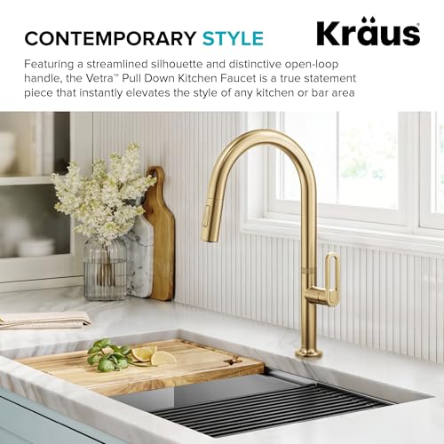 KRAUS Spot Free Brushed Brass Pull Down Kitchen Faucet KPF-2850SFBB - image 2