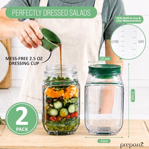 Image of Prepara The Original Salad Pod - Leakproof Food Container for Meal Prep - 4.5 Cups Capacity, BPA Free Tritan, Microwave & Dishwasher Safe (2 Units) | BPA-Free, Ideal for Meal Prep, Salads & Snacks, Holds 4.5 Cups, Includes 2.5 oz Dressing Capsule, Mess-Free & Leakproof