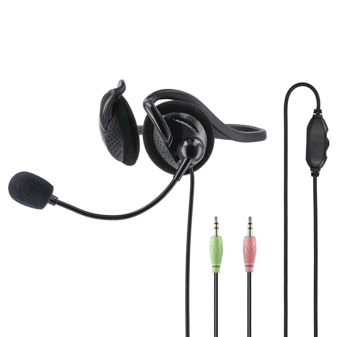 Hama 00139920 auricular con micrófono Binaural Banda para cuello Negro - Auriculares con micrófono (Centro de llamadas/Oficina, Binaural, Banda para cuello, Negro, De plástico, Alámbrico)
