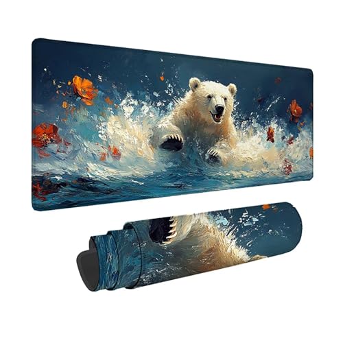 Tapis de Souris Ours Blanc XXL pour Bureau de Gamer et Espace Télétravail PC