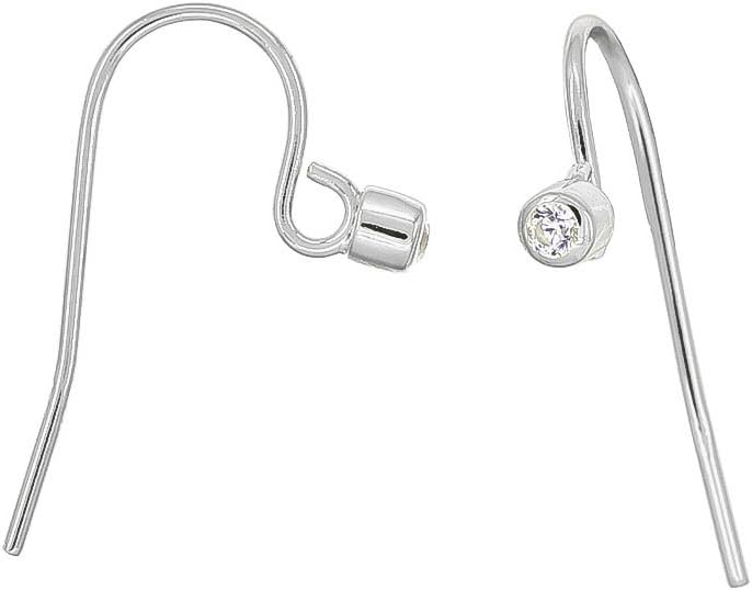1 Pair Sterling Silver CZ French Hook Ear Wire Earring Connector