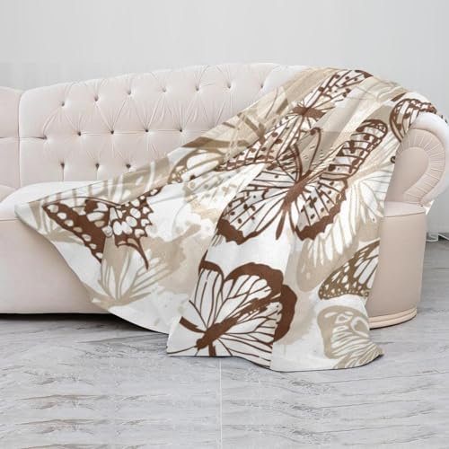 Couverture microfibre légère imprimé papillon, jeté de lit doux 150 x 200 cm