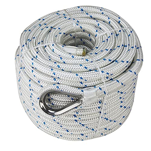Corde d'ancrage double tresse nylon 5/8" x 200' BoatTector avec cosse pour amarrage bateau