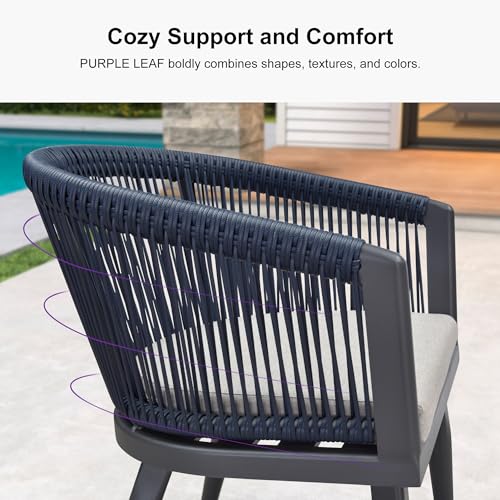Image of PURPLE LEAF Outdoor Dining Set for 4 with Cushions PE Rattan Grey