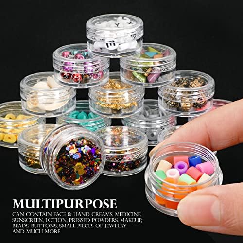 Sambreel Sample Pots- Travel Pots for Toiletries, 5g/5ml Plastic Clear Small Pots with Lids for Lotions, Creams, Makeup. (50)
