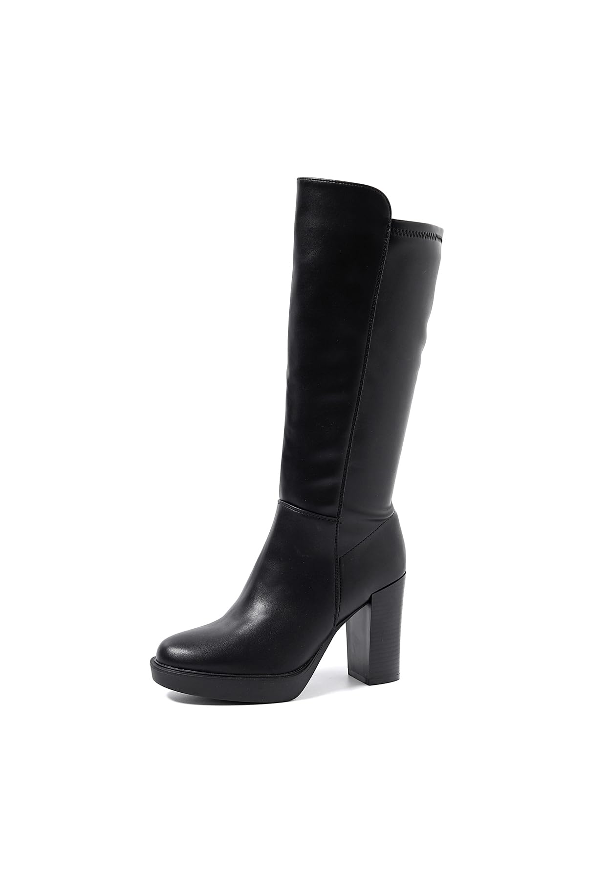 QUEEN HELENA Botas altas para mujer con tacón ancho y plataforma de punta redonda X27-124