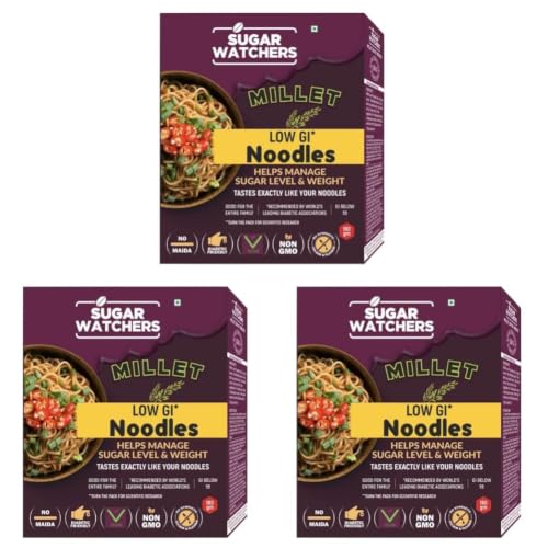 Image of Sugar Watchers Low GI Millet Noodles, No Maida, Non-Fried, Diabetic Friendly (Pack of 3)
