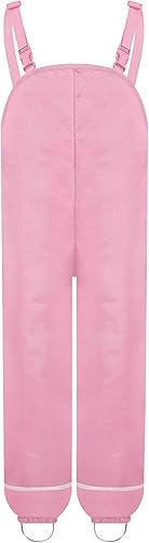 Oyolan Boys Girls Waterproof Overalls Outdoor Wear Rain-proof Pants Adjustable Straps for Pool Beach Camping Playwear(Pink,5-6 Years)