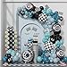 Race Car Balloon Garland Arch Kit 166PCS Dusty Blue Black Latex Balloon Wheel Checkered Foil Balloons for Baby Shower Race Car Two Fast Birthday Party Decorations