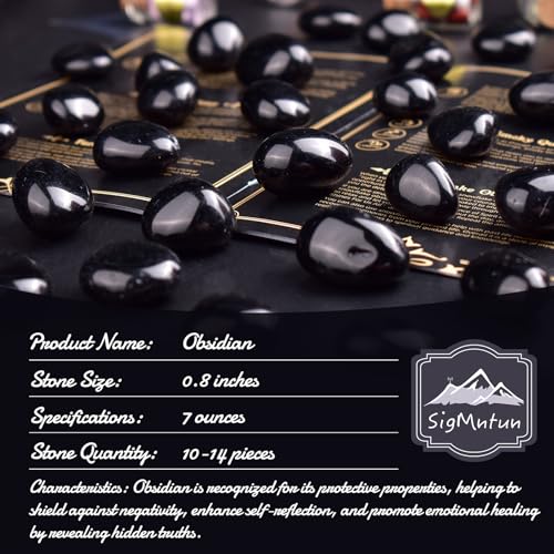 Image of Polished Stone Set Obsidian Crystals, 0.8 inch 10-14 Pieces Handpicked Tumbled Gemstones Rocks, Pebbles for Reiki, Chakra, Healing, Home Decor