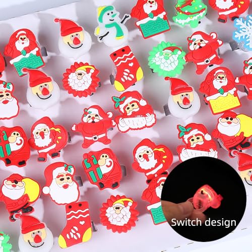 20PCS Weihnachten Blinkende Ringe LED Leuchtringe Fingerlichterm LED Fingerlampe Leuchtende Ringe Mit Weihnachtsmann Weihnachtsbaum Anderen Mustern Für Weihnachten Geburtstagsfeier Musikfestival Party