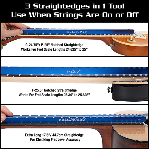 MusicNomad Tri-Beam 3'n 1 Dual Notched Straight Edge & Precision