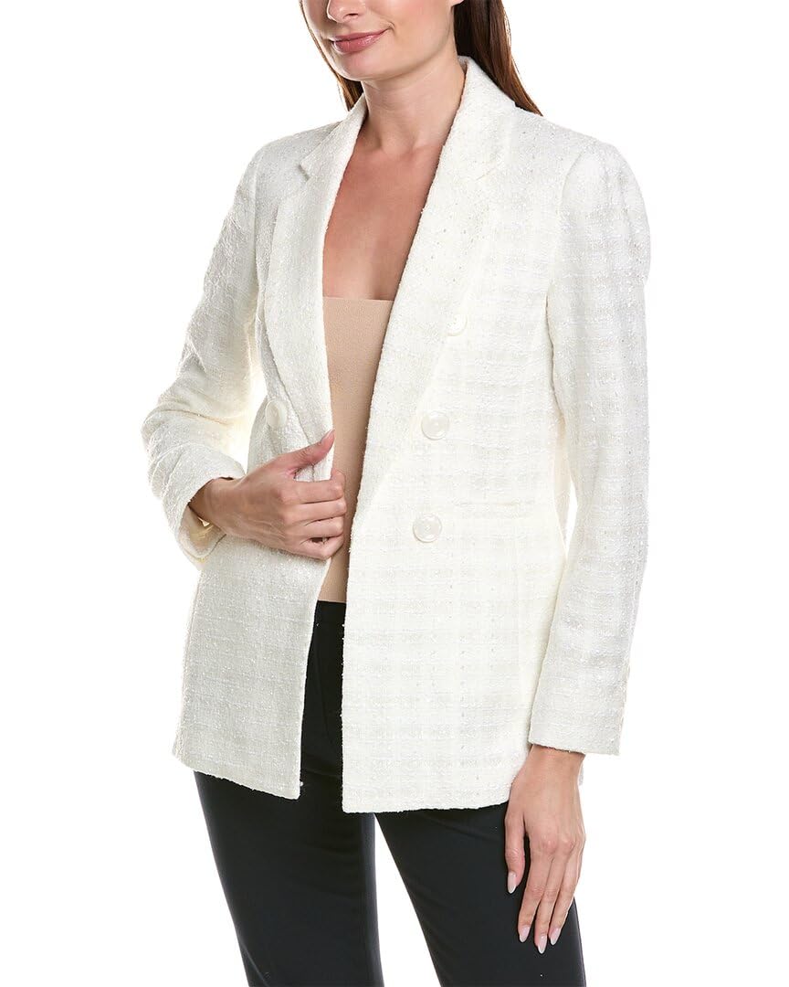 Anne Klein Womens Eyelash Tweed Faux Double Breasted Jacke