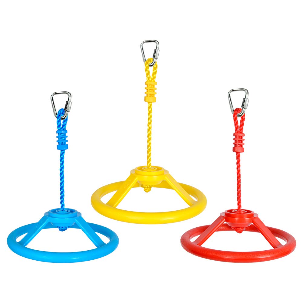 Gardtech Ninja Wheel Obstacle, 3-Pack Swing Spinning Wheels - Gymnastic Wheel, Swing Wheel for Backyard Warrior Obstacle Course Jungle Gym Slackline Kits (Green,Red,Blue)