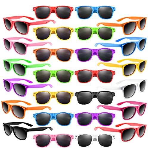 FEPITO 40 Pack Sunglasses Party Favors Neon Color Sunglasses Bulk for Beach Birthday Party Pool Wedding Party Supplies, 10 Colors