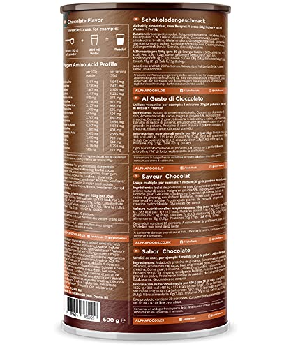 Vegan Muscle - Chocolade - Plantaardige proteinen van gekiemde zaden - Verrijkt met BCAA en Creatine - 600 g poeder - Image 3