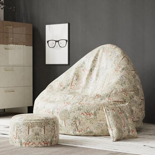 BiggieBean Bag Cover XXXXXL Bean Bag- Full Printed Bean Bag Sofa with Cushion Footrest - Official : Oreka Homes - Comfort Level : Advanced - (Theme : Tranquil Tapestries)-image-17