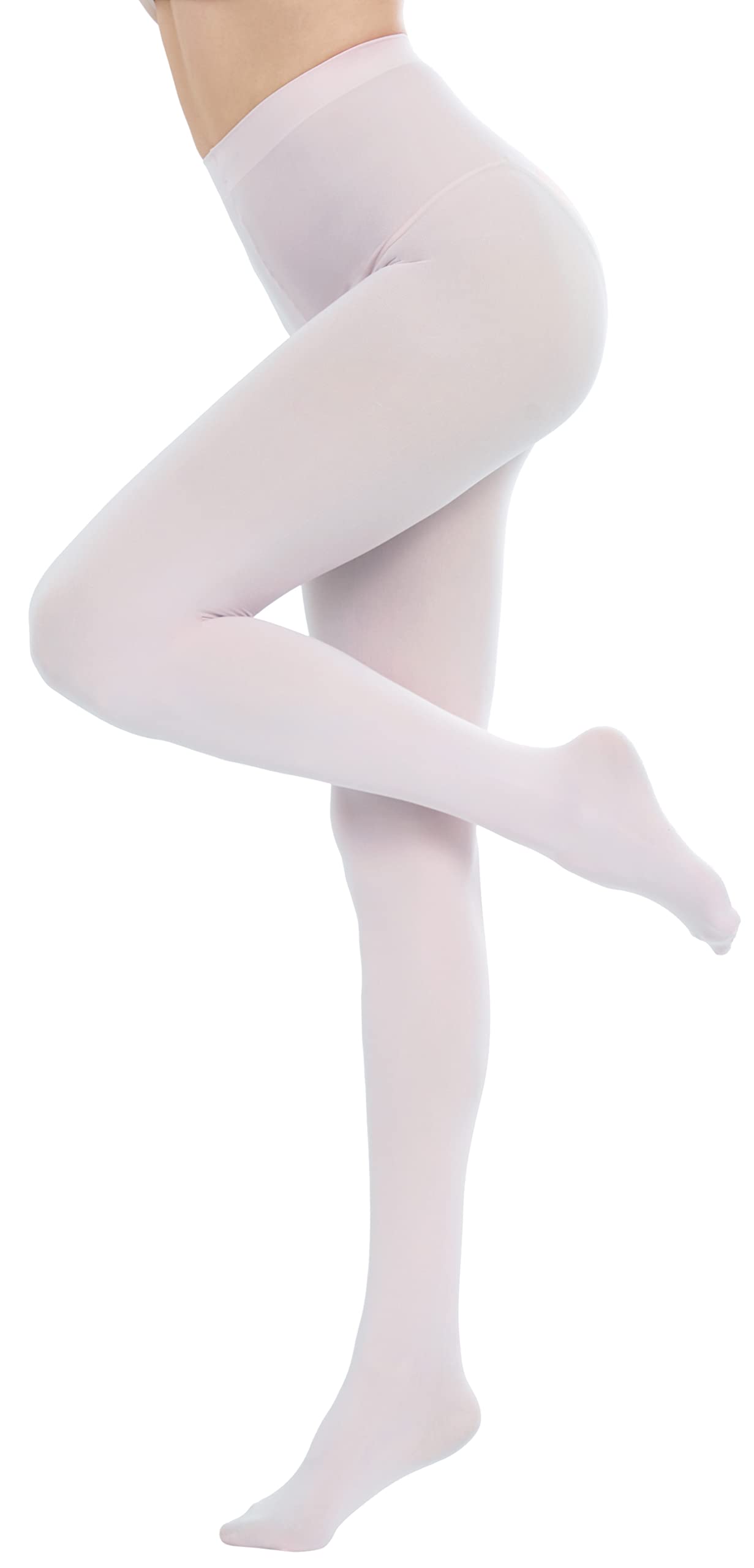 CozyWow 80D Semi Opaque Tights for Women Soft & Elastic Women's Stockings High Waist Pantyhose & Coloured Tights White-M