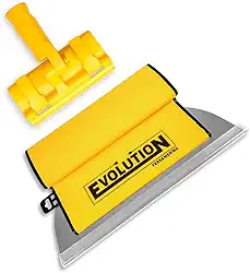 Desempenadeira Berox para massa acrílica 25 cm em Aço Inoxidável Evolution + Suporte Alongador para Massa Corrida e Textura Kit Profissional - Amarelo