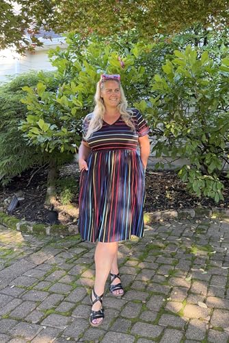 Image of RITERA Plus Size Dresses for Curvy Women Summer Spring Womens Dress V Neck Short Sleeve Casual Dress with Pockets XL-5XL