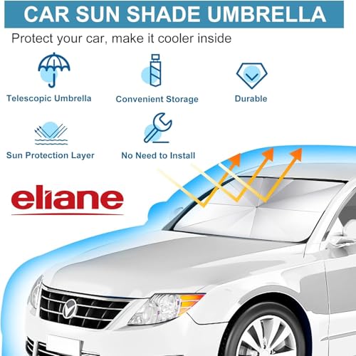 Image of Eliane Car Sun Shade Windshield Cover - Foldable Umbrella Sun Shade for Car Front Window, Sun Protection & Heat Insulation, Carbrella, Full Cover for Most Vehicles