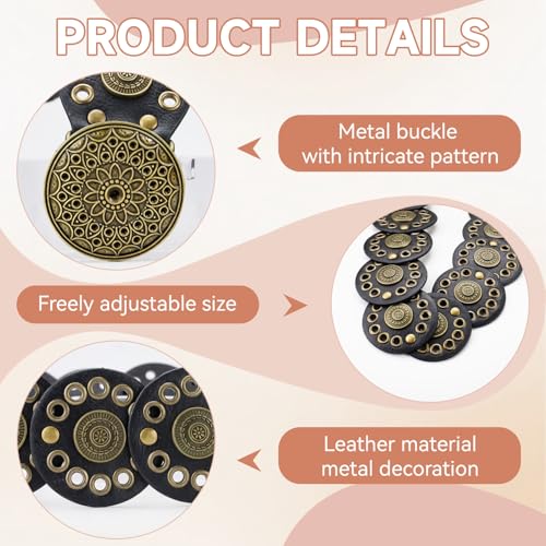 PU Leather Boho Belt, Hollow Disc Belt Women, Vintage Belts for Women Trendy, Adjustable Western Belts for Woman3