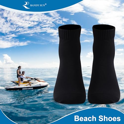 RANDY SUN Womens and Mens Barefoot Quick-Dry Socks, Compressible Not Waterproof Sand Socks Provided Protection for Kayaking Jogging Beach Swim Surf Yoga Aerobics Exercise(2 Pairs Black Ankle XL)